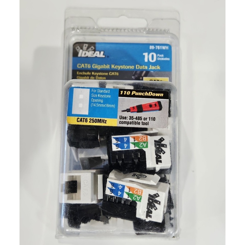 10-PACK Ideal Electrical 89-761WH CAT6e‎ Keystone Data Modular Jack White 10pc